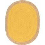 Rug Unique Loom Braided Jute Yellow Oval 8' 0 x 10' 0