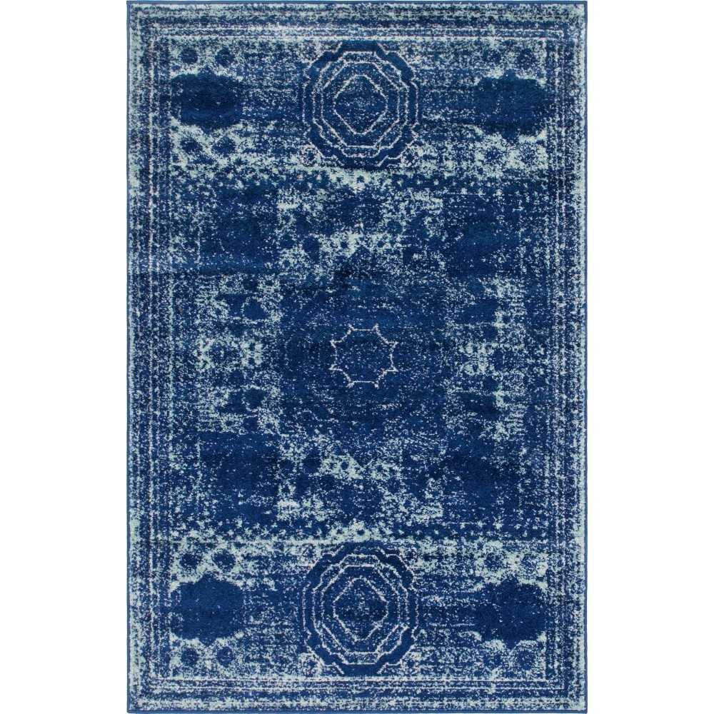 Rug Unique Loom Bromley Navy Blue Rectangular 4' 0 x 6' 0