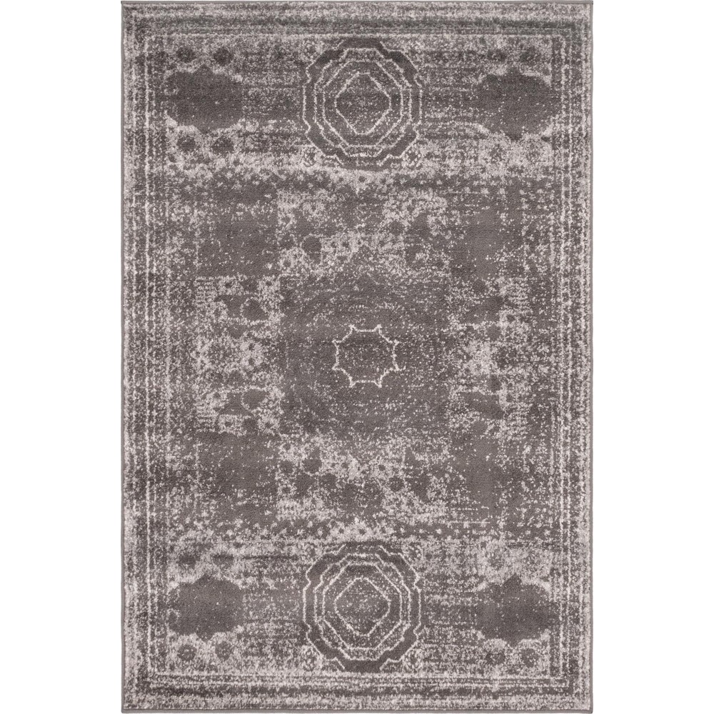 Rug Unique Loom Bromley Dark Gray Rectangular 4' 0 x 6' 0