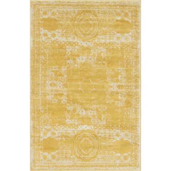 Rug Unique Loom Bromley Yellow Rectangular 4' 0 x 6' 0