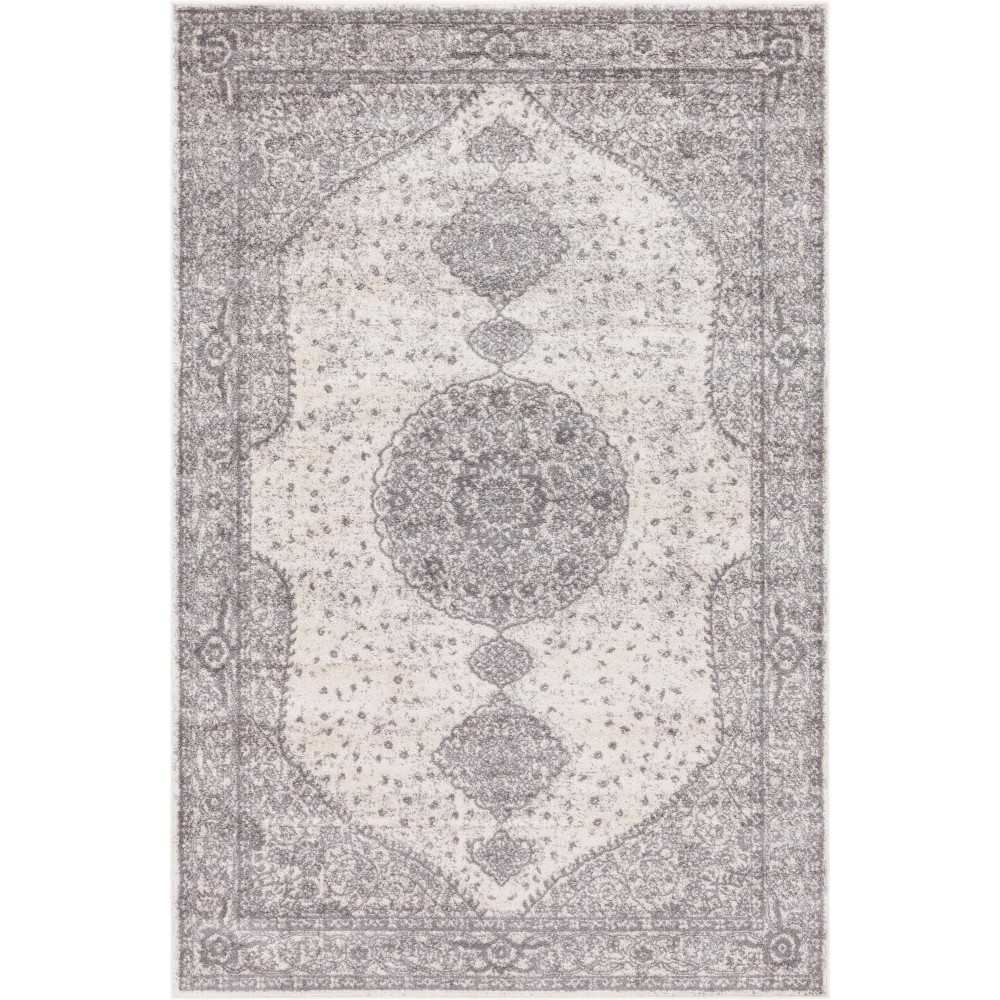 Rug Unique Loom Bromley Light Gray Rectangular 6' 0 x 9' 0