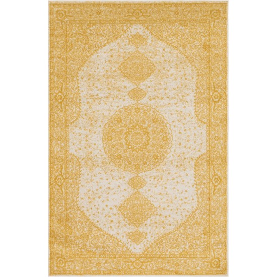 Rug Unique Loom Bromley Yellow Rectangular 6' 0 x 9' 0