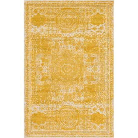 Rug Unique Loom Bromley Yellow Rectangular 6' 0 x 9' 0