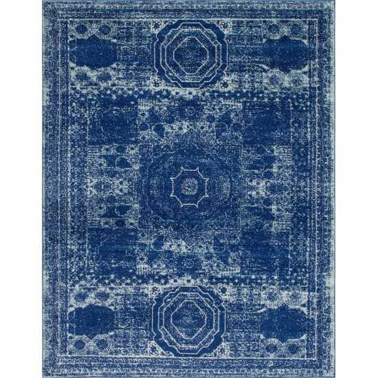 Rug Unique Loom Bromley Navy Blue Rectangular 8' 0 x 10' 0