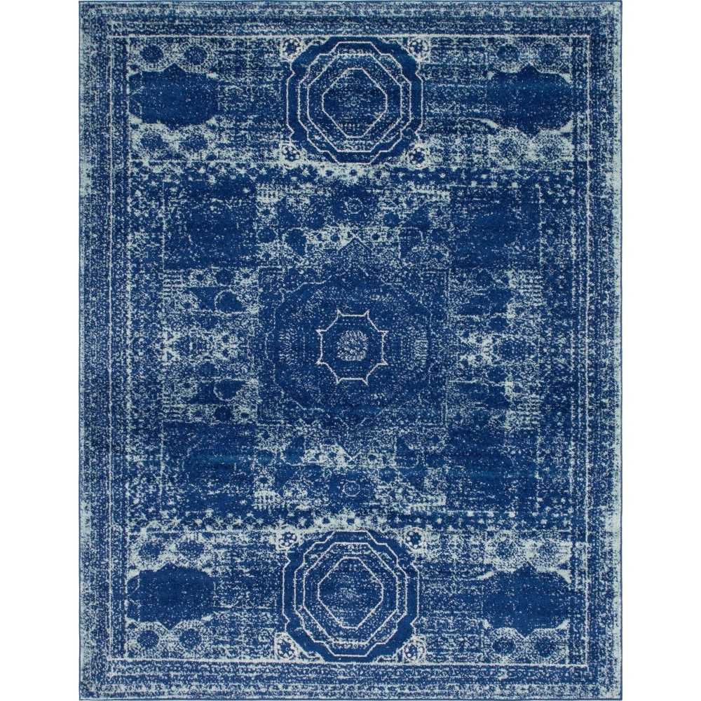 Rug Unique Loom Bromley Navy Blue Rectangular 8' 0 x 10' 0