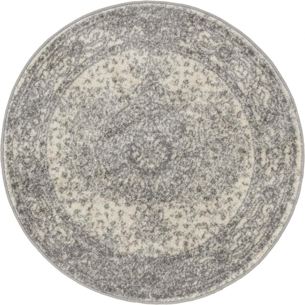 Rug Unique Loom Bromley Light Gray Round 3' 0 x 3' 0 Rug Unique Loom Bromley Light Gray Round 3' 0 x 3' 0