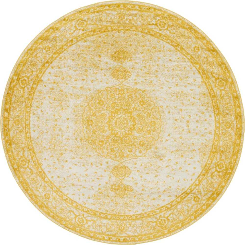 Rug Unique Loom Bromley Yellow Round 8' 0 x 8' 0