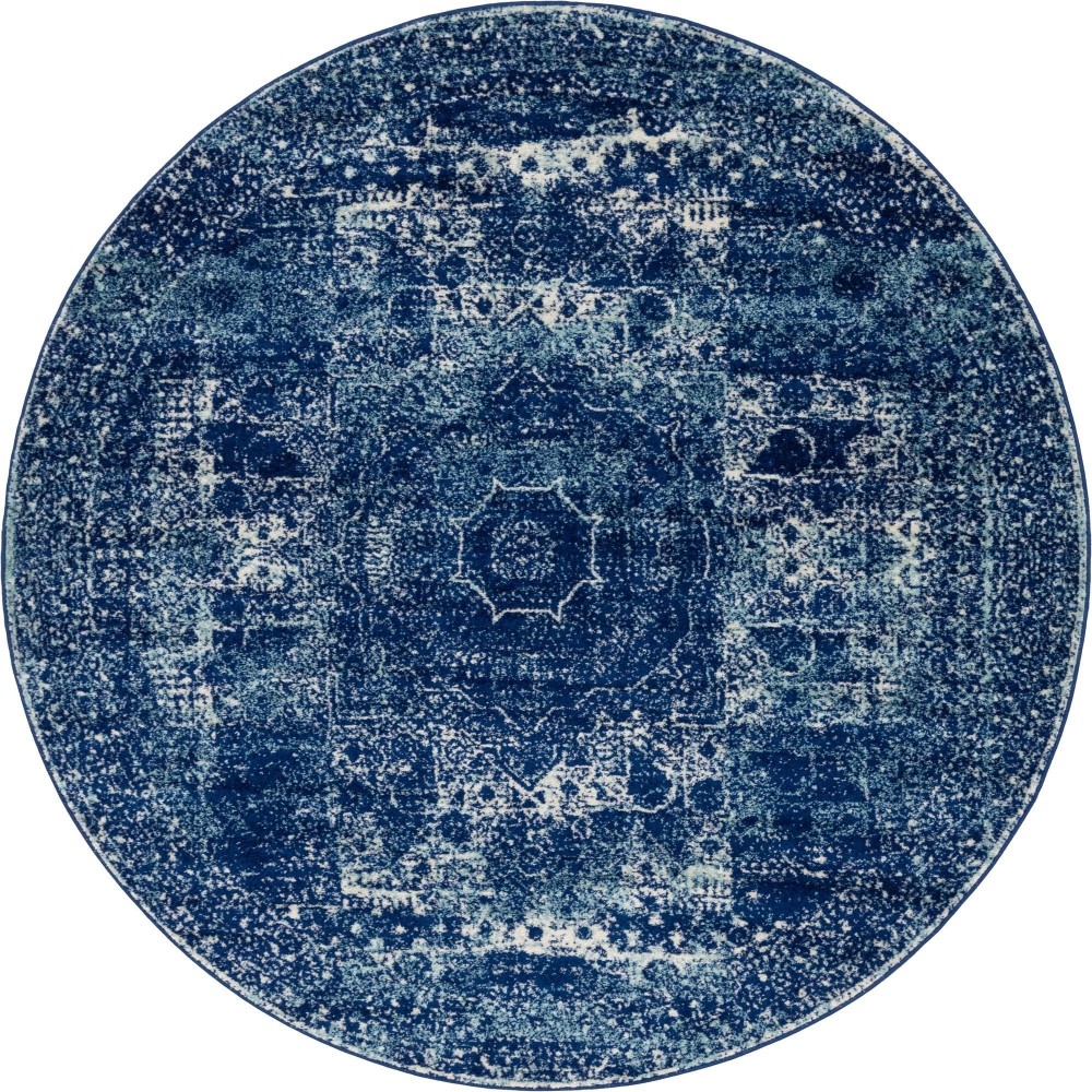 Rug Unique Loom Bromley Navy Blue Round 8' 0 x 8' 0 Rug Unique Loom Bromley Navy Blue Round 8' 0 x 8' 0