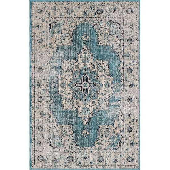 Rug Unique Loom Charm Turquoise Rectangular 4' 0 x 6' 0