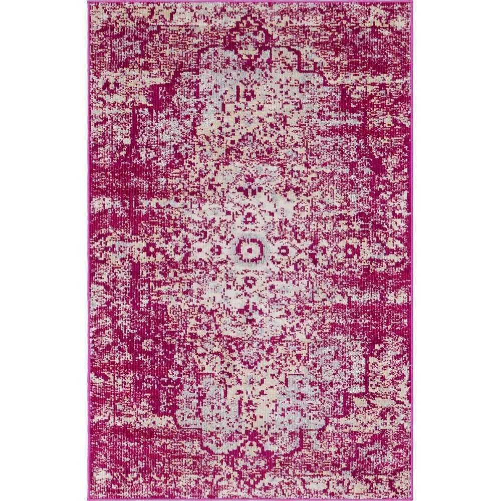 Rug Unique Loom Charm Fuchsia Rectangular 4' 0 x 6' 0