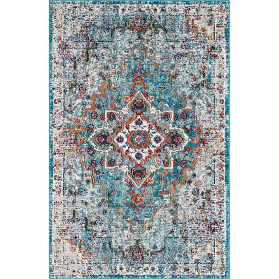 Rug Unique Loom Charm Teal Rectangular 4' 0 x 6' 0