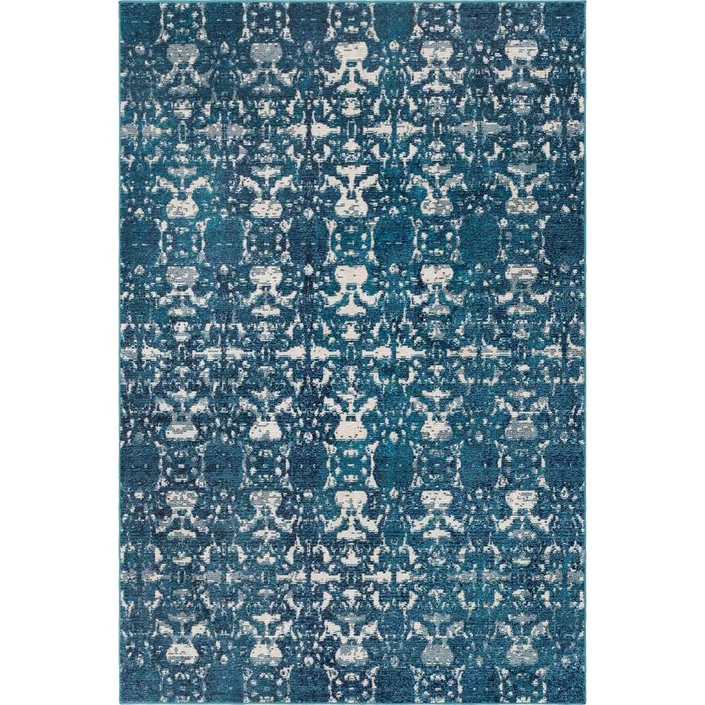 Rug Unique Loom Charm Navy Blue Rectangular 5' 0 x 8' 0