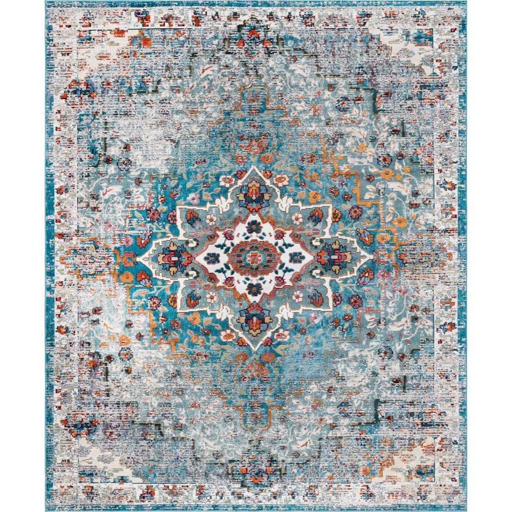 Rug Unique Loom Charm Teal Rectangular 8' 0 x 10' 0 Rug Unique Loom Charm Teal Rectangular 8' 0 x 10' 0