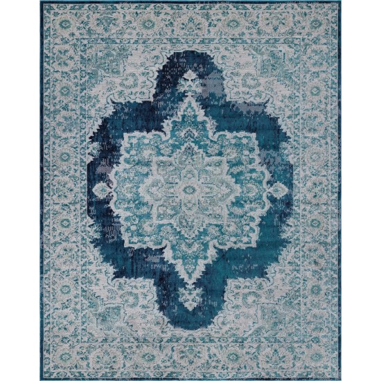 Rug Unique Loom Charm Navy Blue Rectangular 9' 0 x 12' 0