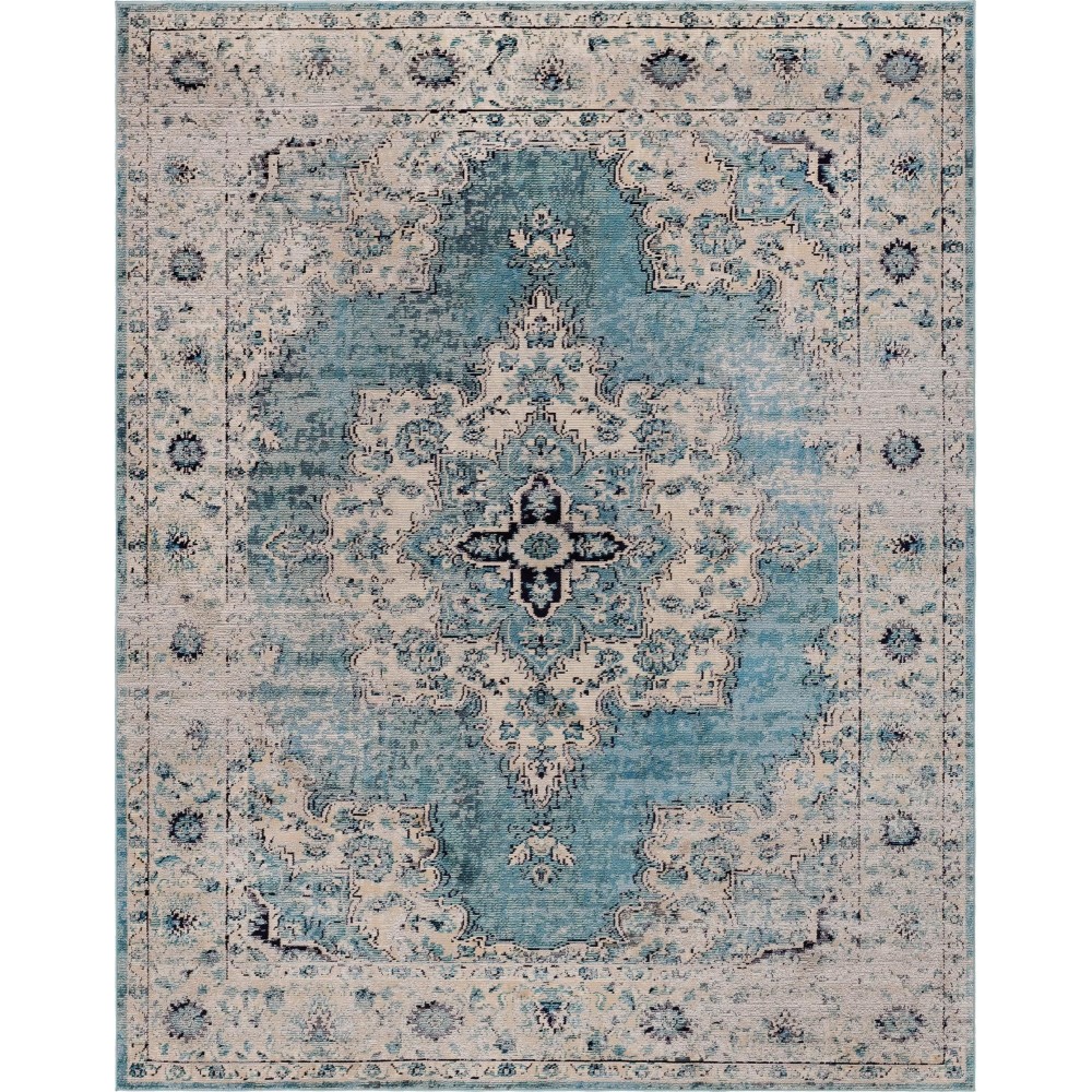 Rug Unique Loom Charm Turquoise Rectangular 9' 0 x 12' 0