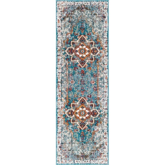 Rug Unique Loom Charm Teal Runner 2' 2 x 6' 0