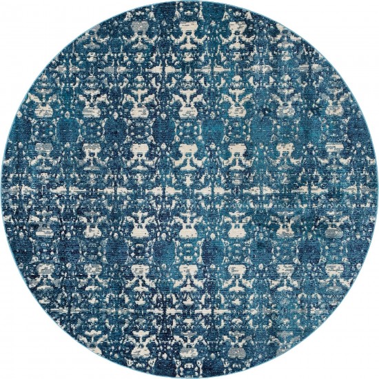 Rug Unique Loom Charm Navy Blue Round 7' 0 x 7' 0