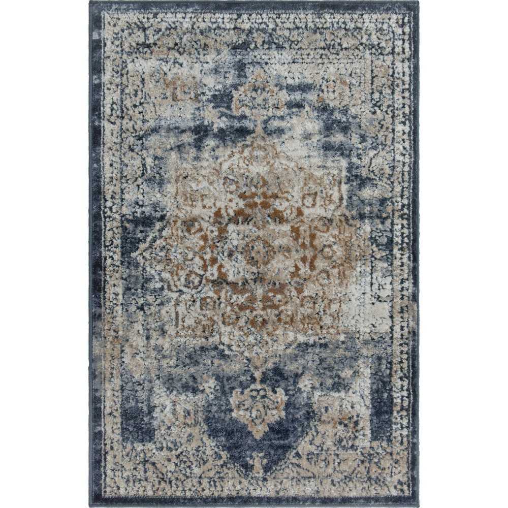 Rug Unique Loom Chateau Beige/Navy Blue Rectangular 2' 2 x 3' 0