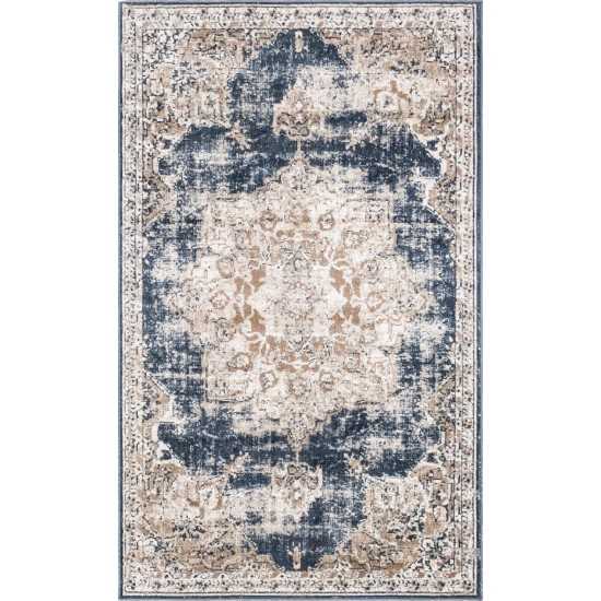 Rug Unique Loom Chateau Beige/Navy Blue Rectangular 3' 3 x 5' 3