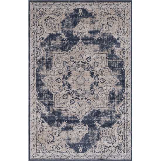 Rug Unique Loom Chateau Navy Blue Rectangular 4' 0 x 6' 0