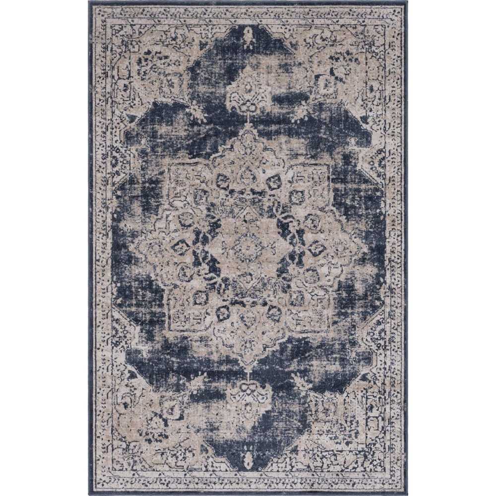 Rug Unique Loom Chateau Navy Blue Rectangular 4' 0 x 6' 0