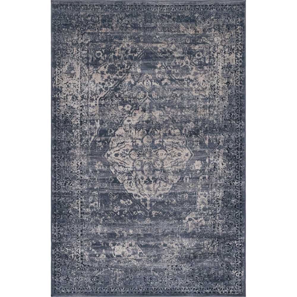 Rug Unique Loom Chateau Navy Blue Rectangular 4' 0 x 6' 0