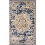 Rug Unique Loom Chateau Beige/Navy Blue Rectangular 5' 0 x 8' 0