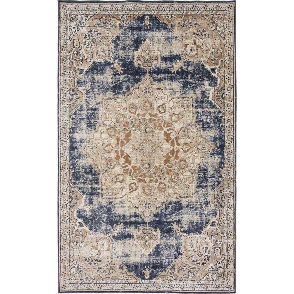 Rug Unique Loom Chateau Beige/Navy Blue Rectangular 5' 0 x 8' 0 Rug Unique Loom Chateau Beige/Navy Blue Rectangular 5' 0 x 8' 0