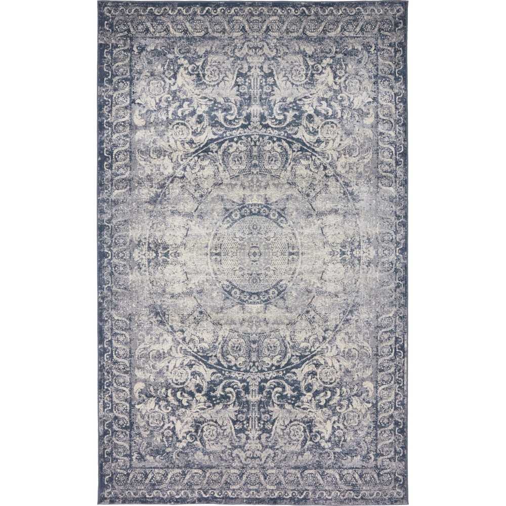 Rug Unique Loom Chateau Navy Blue Rectangular 5' 0 x 8' 0