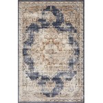 Rug Unique Loom Chateau Beige/Navy Blue Rectangular 6' 0 x 9' 0