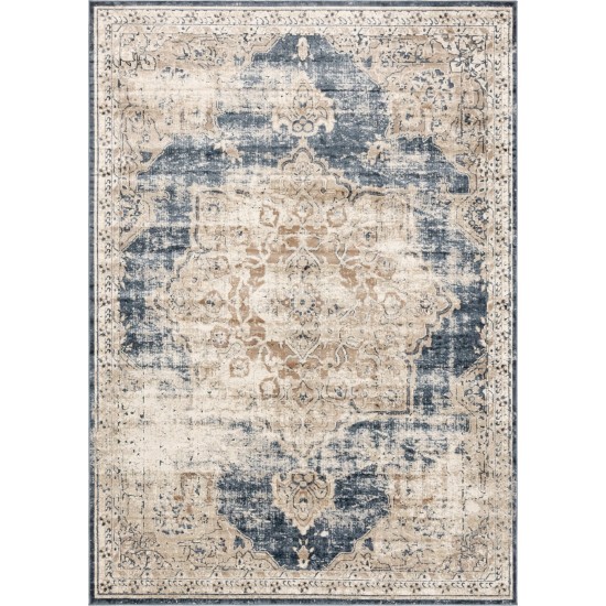 Rug Unique Loom Chateau Beige/Navy Blue Rectangular 7' 0 x 10' 0