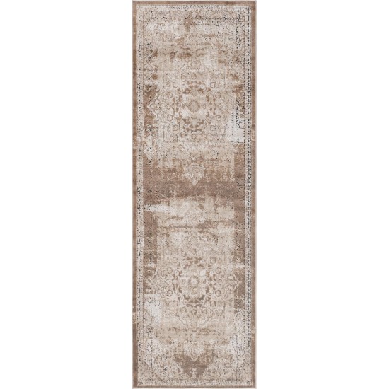 Rug Unique Loom Chateau Light Brown Runner 2' 2 x 6' 7