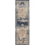 Rug Unique Loom Chateau Beige/Navy Blue Runner 2' 2 x 6' 7