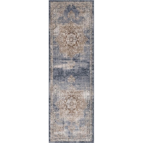 Rug Unique Loom Chateau Beige/Light Blue Runner 2' 2 x 6' 7