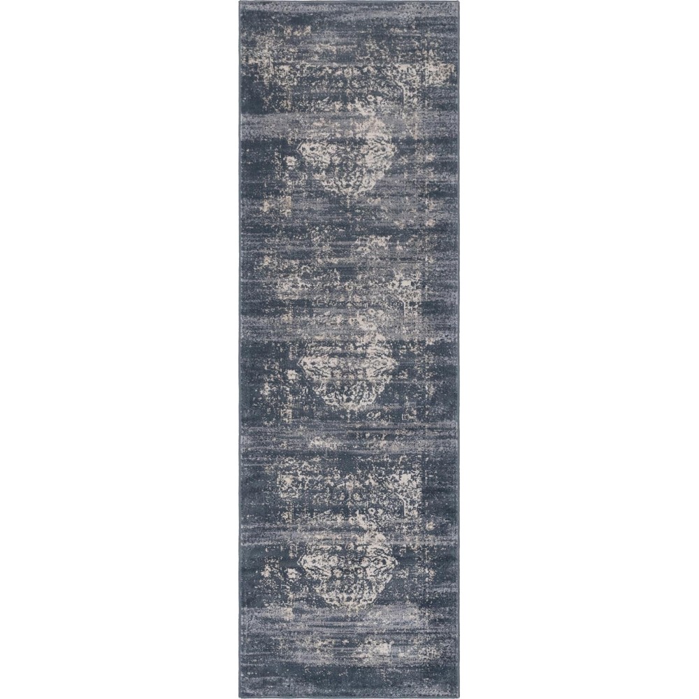 Rug Unique Loom Chateau Navy Blue Runner 2' 2 x 6' 7