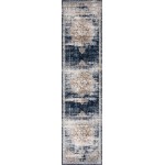 Rug Unique Loom Chateau Beige/Navy Blue Runner 2' 7 x 10' 0