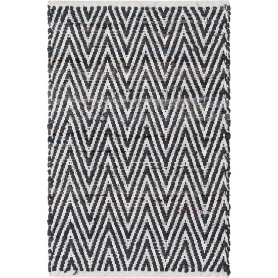 Rug Unique Loom Chindi Chevron Black Rectangular 2' 0 x 3' 0