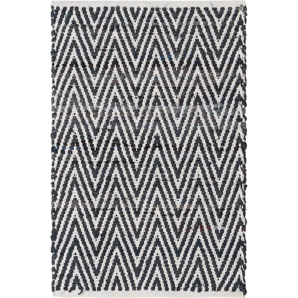 Rug Unique Loom Chindi Chevron Black Rectangular 2' 0 x 3' 0