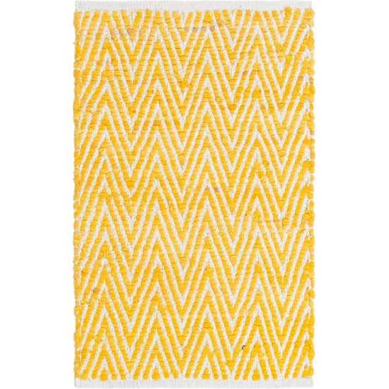 Rug Unique Loom Chindi Chevron Yellow Rectangular 2' 0 x 3' 0