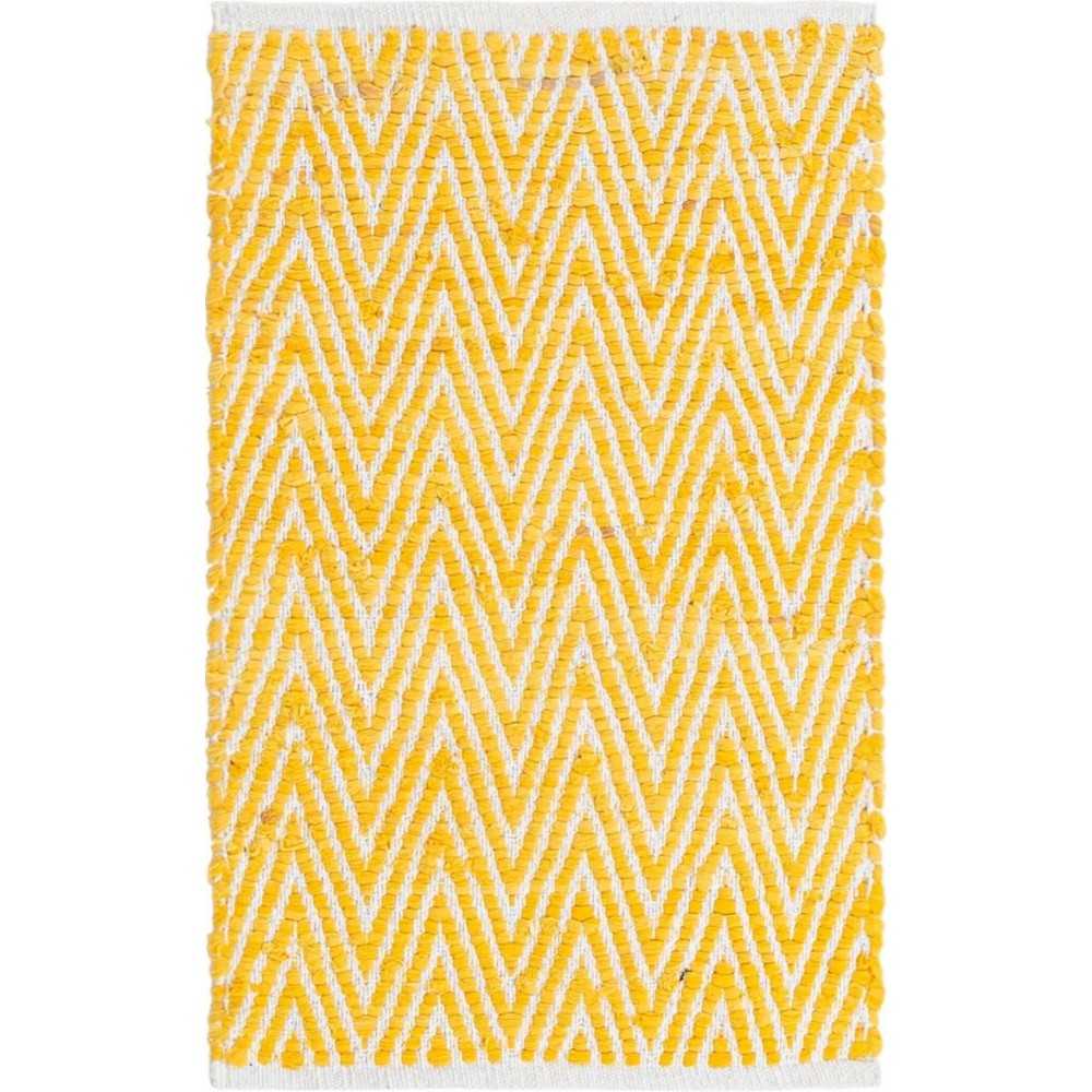 Rug Unique Loom Chindi Chevron Yellow Rectangular 2' 0 x 3' 0