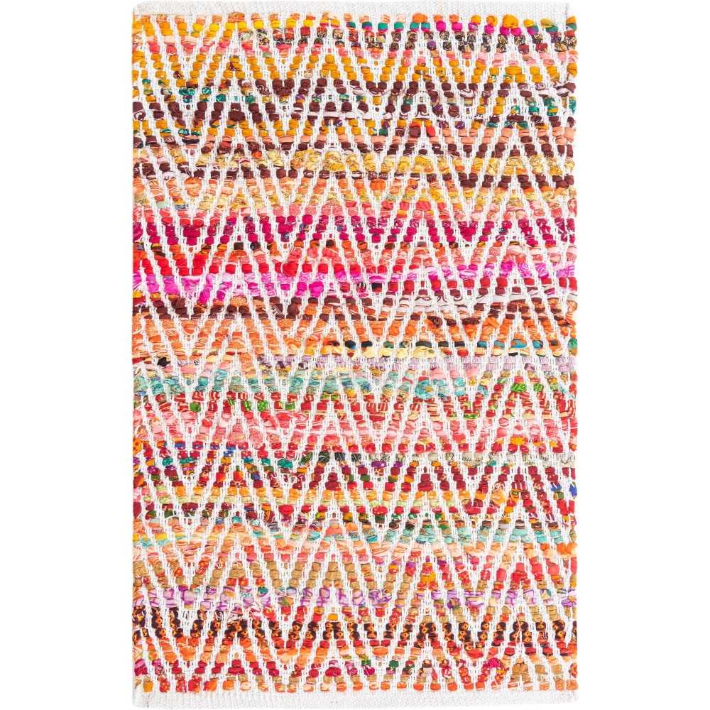 Rug Unique Loom Chindi Chevron Multi/Red Rectangular 2' 0 x 3' 0 Rug Unique Loom Chindi Chevron Multi/Red Rectangular 2' 0 x 3' 0