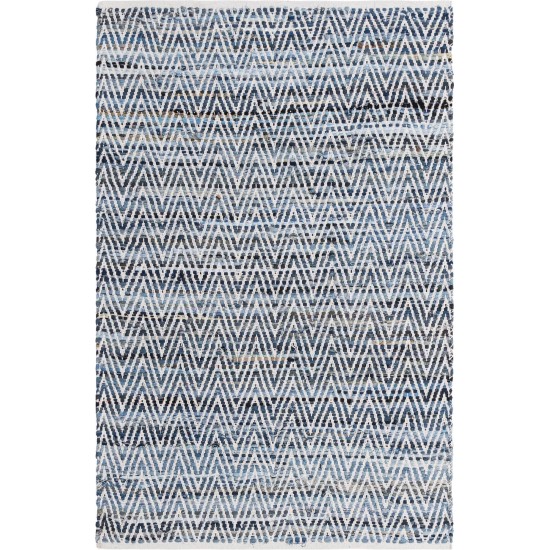 Rug Unique Loom Chindi Chevron Denim Rectangular 4' 0 x 6' 0