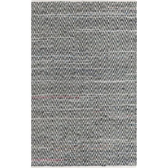 Rug Unique Loom Chindi Chevron Black Rectangular 5' 0 x 8' 0