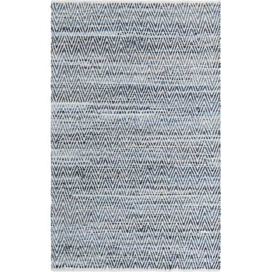 Rug Unique Loom Chindi Chevron Denim Rectangular 5' 0 x 8' 0