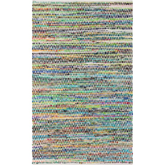 Rug Unique Loom Chindi Chevron Multi/Green Rectangular 5' 0 x 8' 0