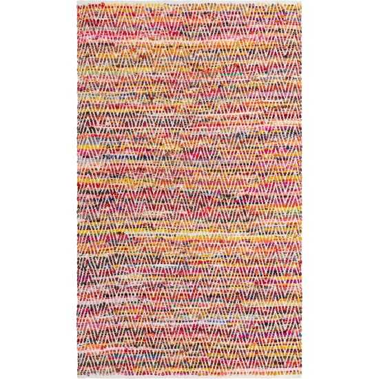 Rug Unique Loom Chindi Chevron Multi/Red Rectangular 5' 0 x 8' 0