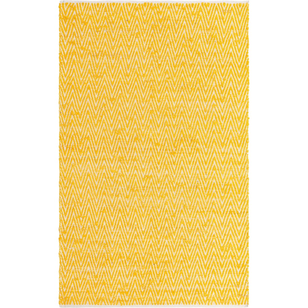 Rug Unique Loom Chindi Chevron Yellow Rectangular 5' 0 x 8' 0