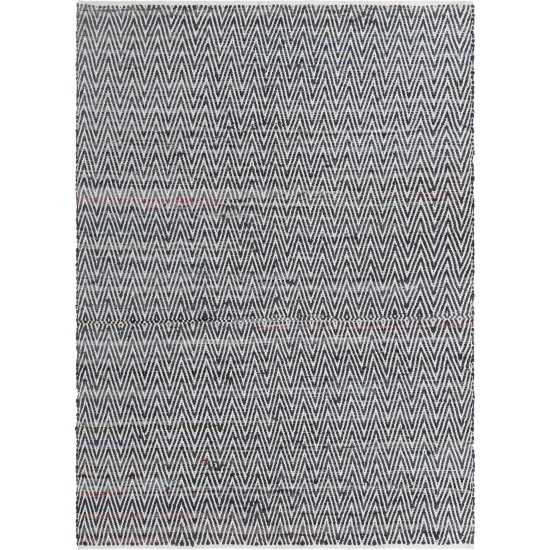 Rug Unique Loom Chindi Chevron Black Rectangular 7' 0 x 10' 0