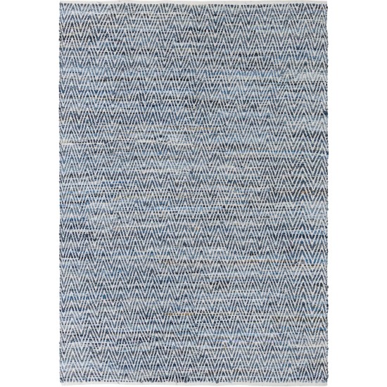 Rug Unique Loom Chindi Chevron Denim Rectangular 7' 0 x 10' 0