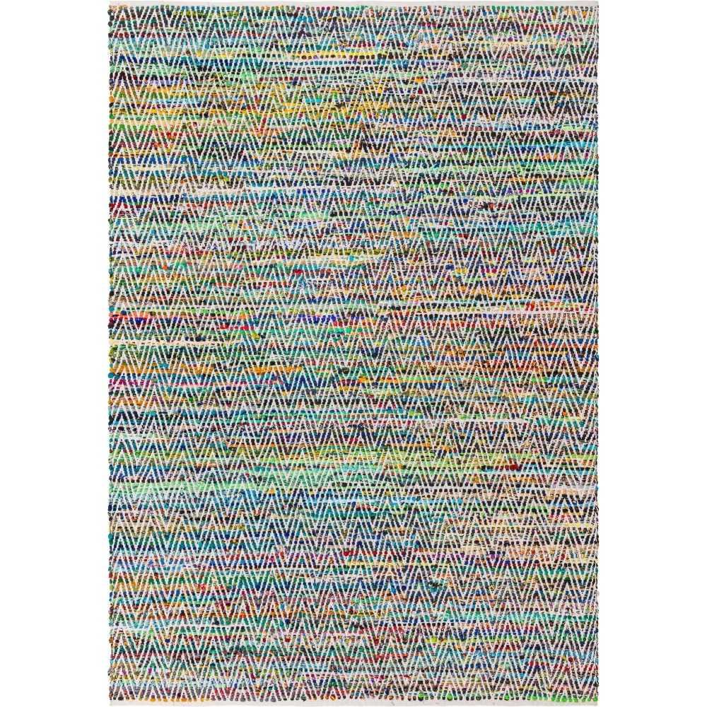 Rug Unique Loom Chindi Chevron Multi/Green Rectangular 7' 0 x 10' 0